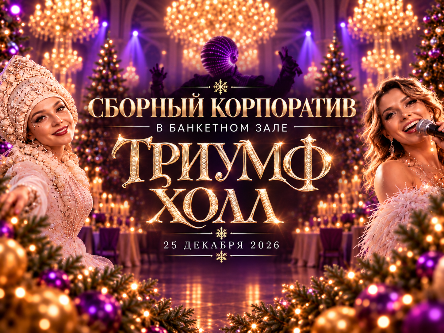 Сборный новогодний корпоратив 25 декабря 2026 в банкетном зале «Триумф»